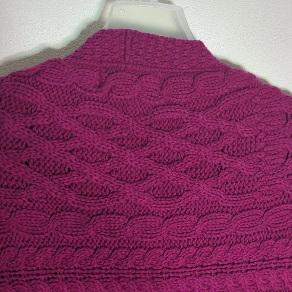 Aran Crafts Womens Sweater‎ Poncho Shawl Wrap Cable Knit Pink Fisherman Wool OS